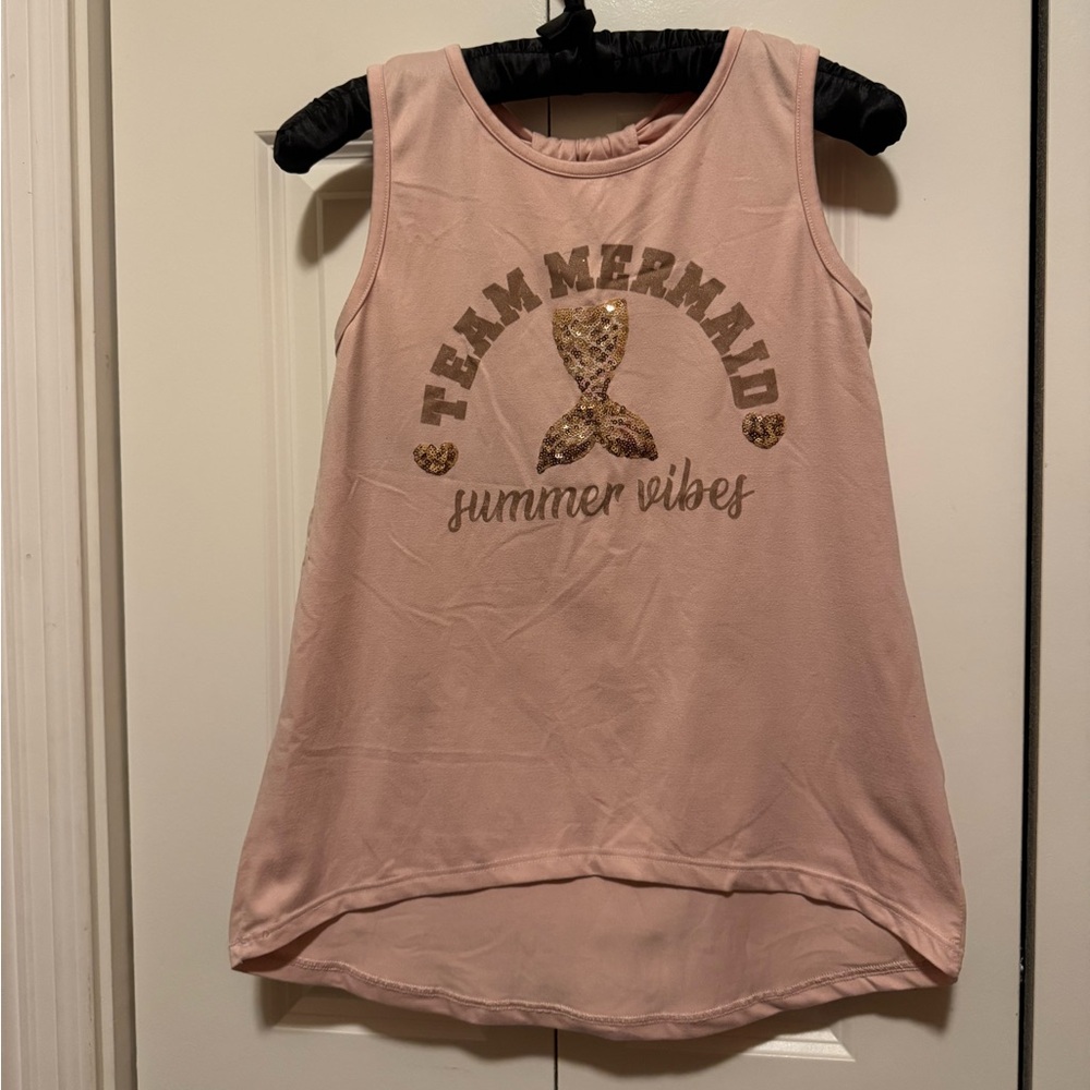 Btween Girls 12 Blush Pink Tank Top Mermaid Summer Vibes Sequins